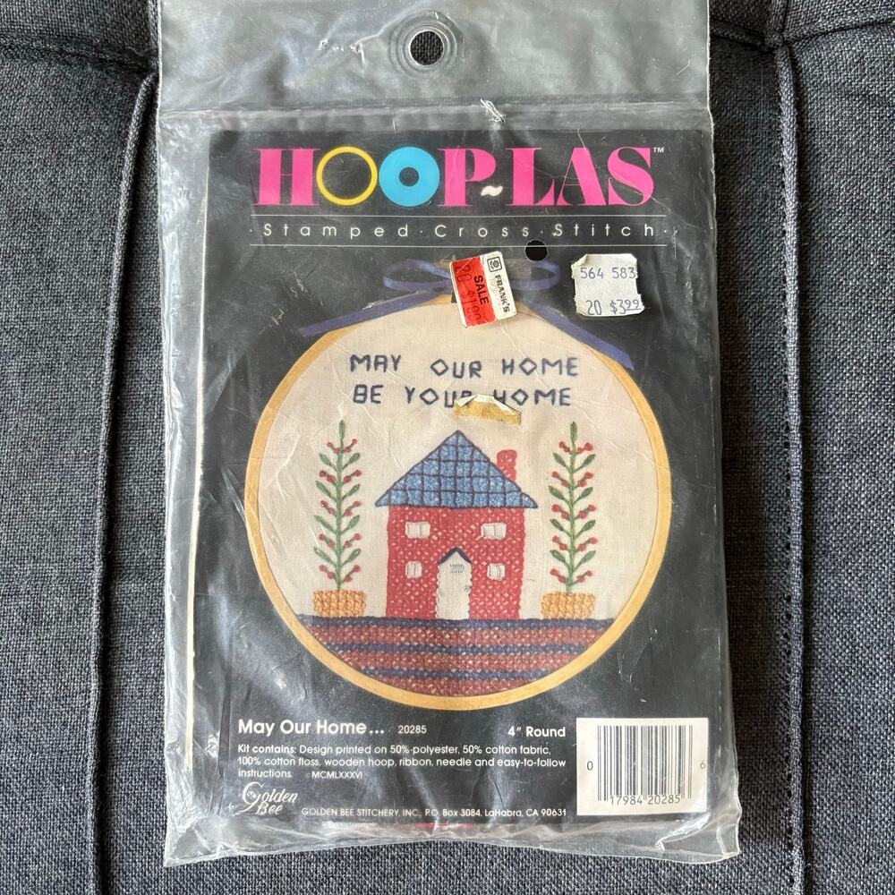 May Our Home Be Your Home Vintage Stamped Cross Stitch Kit by Golden Bee - 1980s